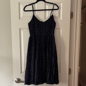 BB Dakota Navy Spotted Midi Dress